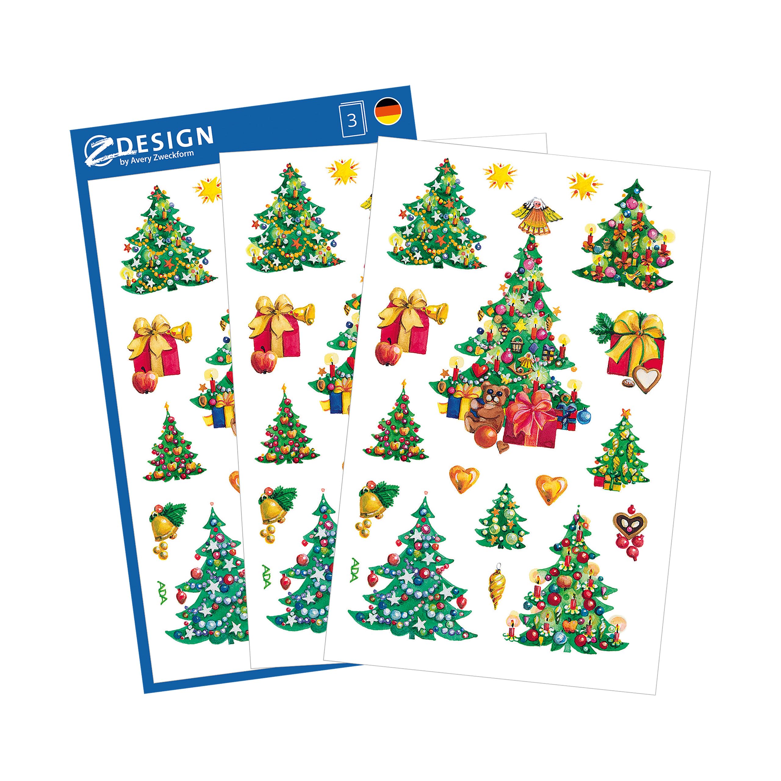 avery-zweckform-z-design-weihnachtssticker-weihnachtsb-ume-52401-30-st-ck image 1
