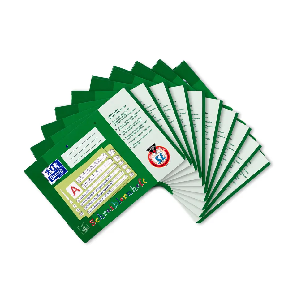 oxford-schreiblernheft-a4-quer-lineatur-sl-1-klasse-16-blatt-gr-n-10-st-ck image 1