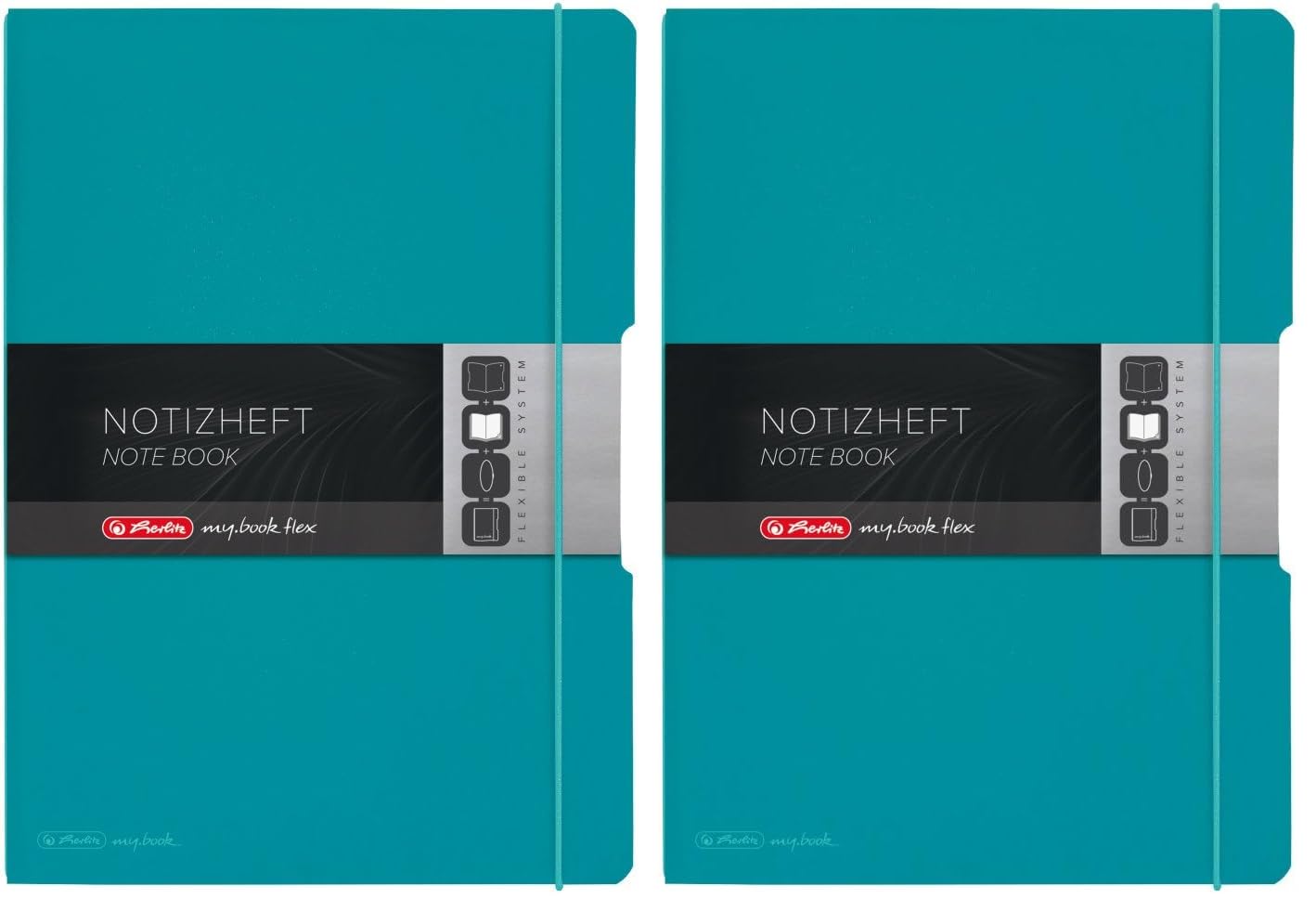 herlitz-notizheft-flex-pp-a4-caribbean-t-rkis-2-x-40-blatt-liniert-kariert image 5