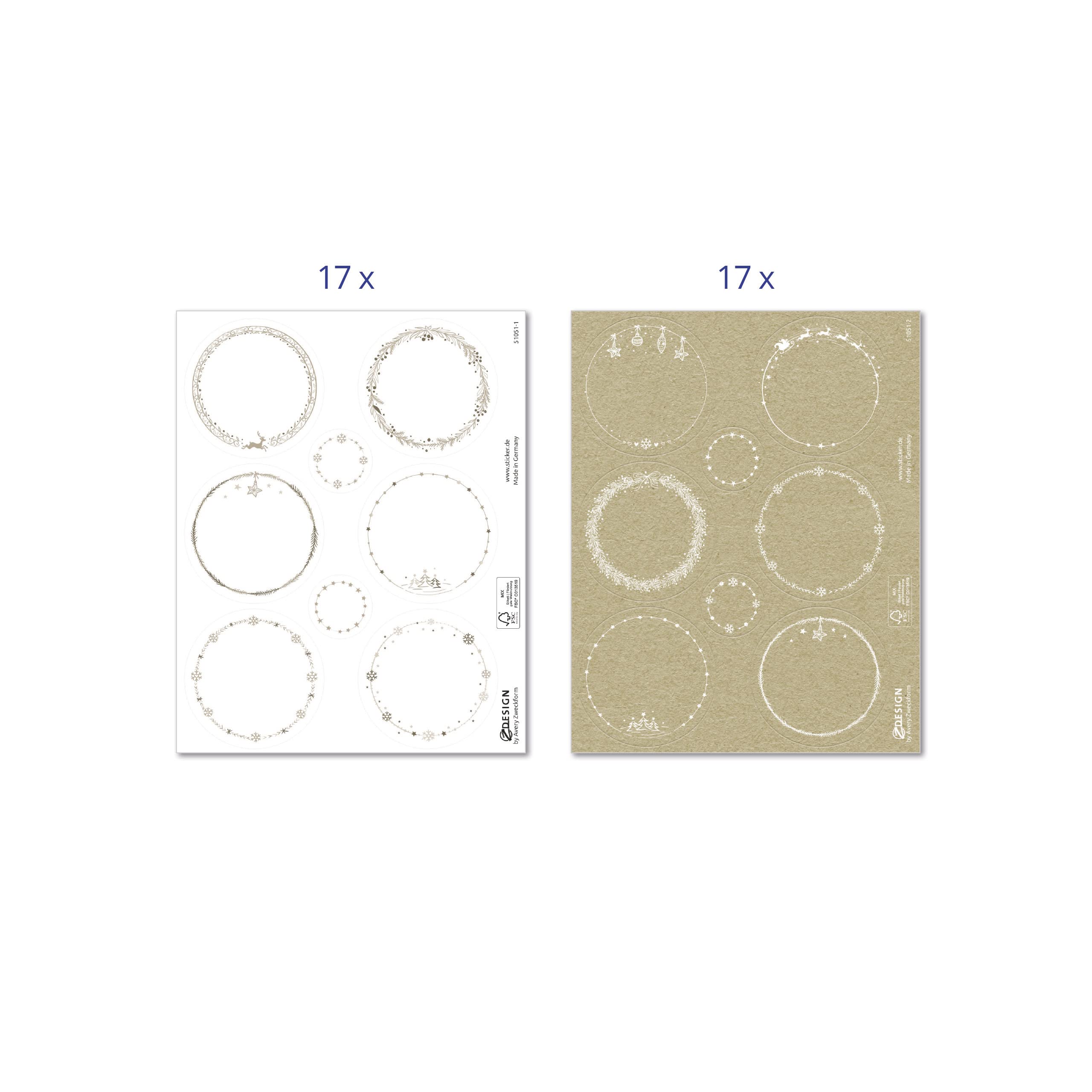 avery-zweckform-z-design-weihnachtsaufkleber-rund-204-st-ck-48mm-wei-kraftpapier image 2