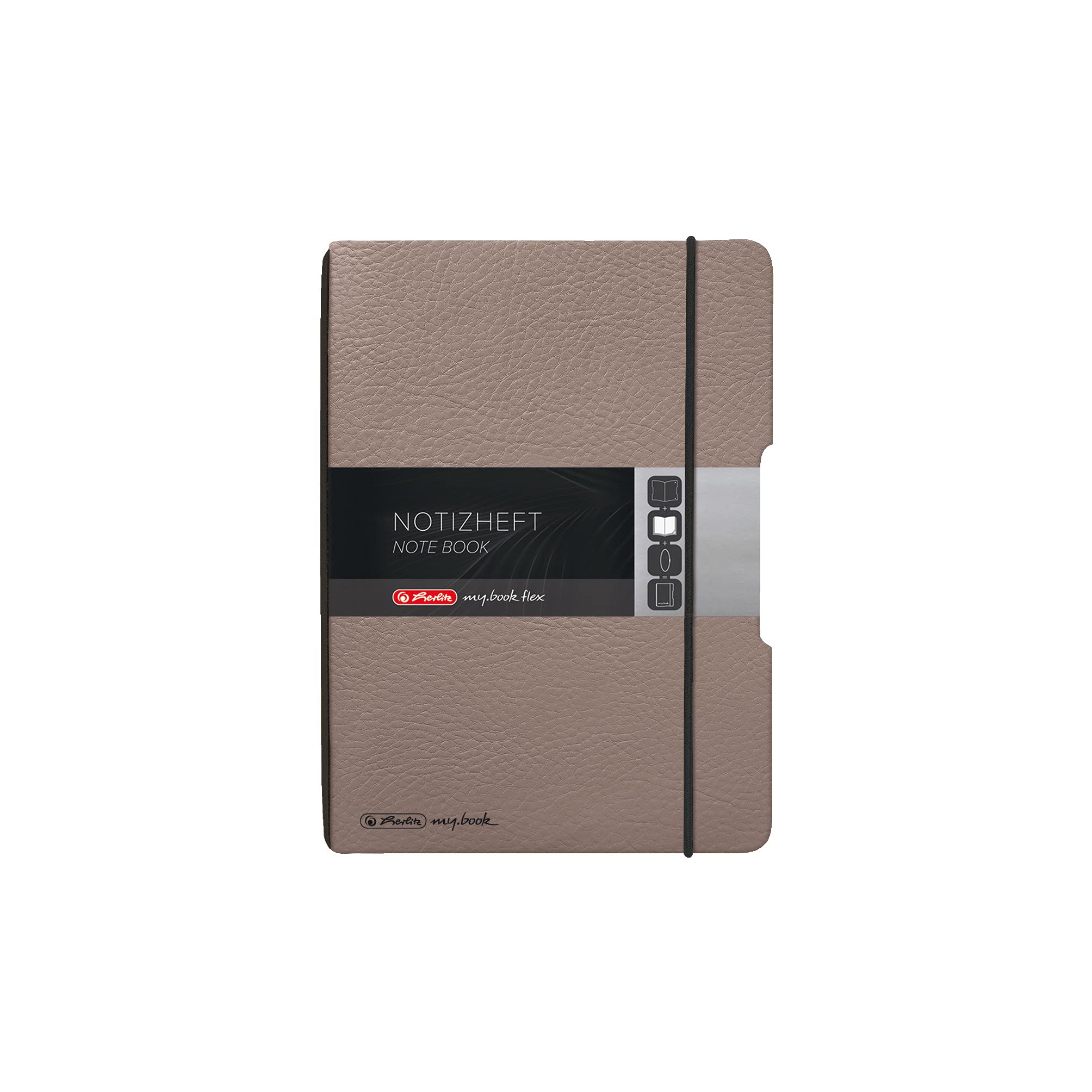 herlitz-notizheft-flex-a6-40-blatt-punktiert-lederoptik-taupe-1-st-ck image 1