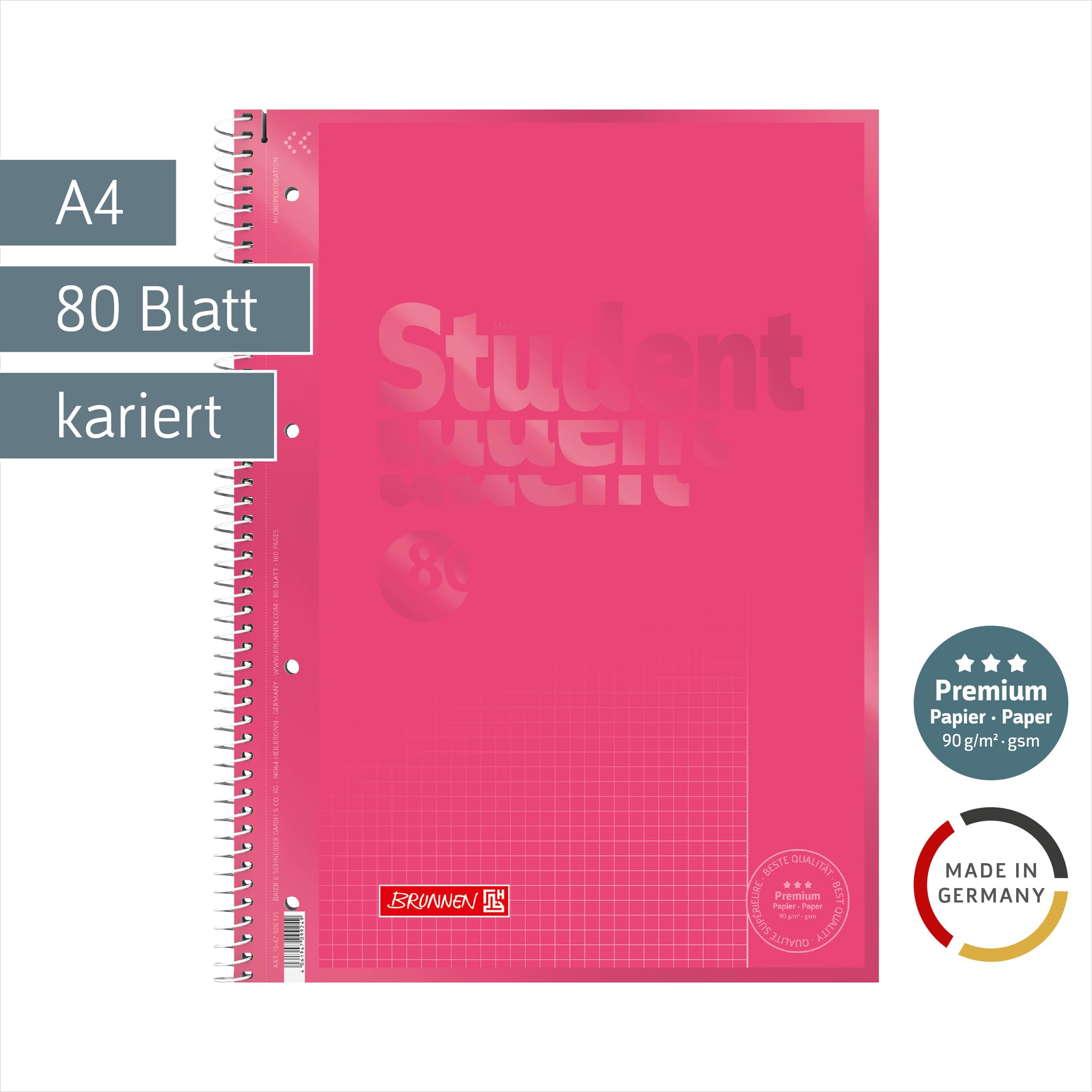 brunnen-collegeblock-premium-student-colour-code-a4-lin-26-80-blatt-tulip image 2