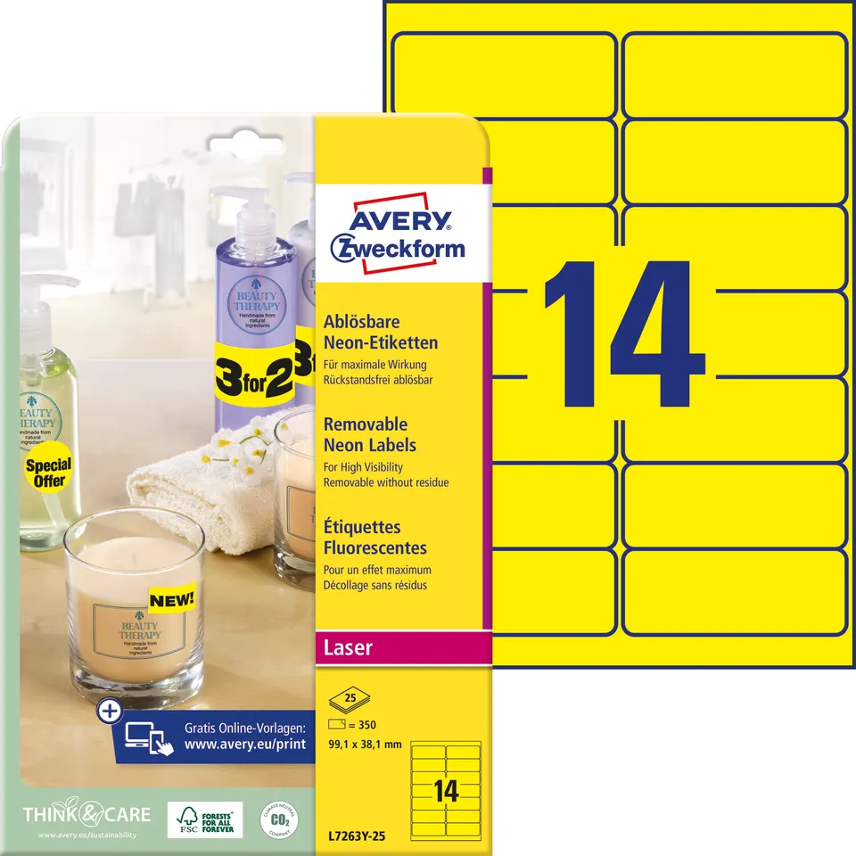avery-zweckform-l7263y-25-neon-etiketten-99-1-x-38-1-mm-350-st-ck-neongelb-wiede image 1