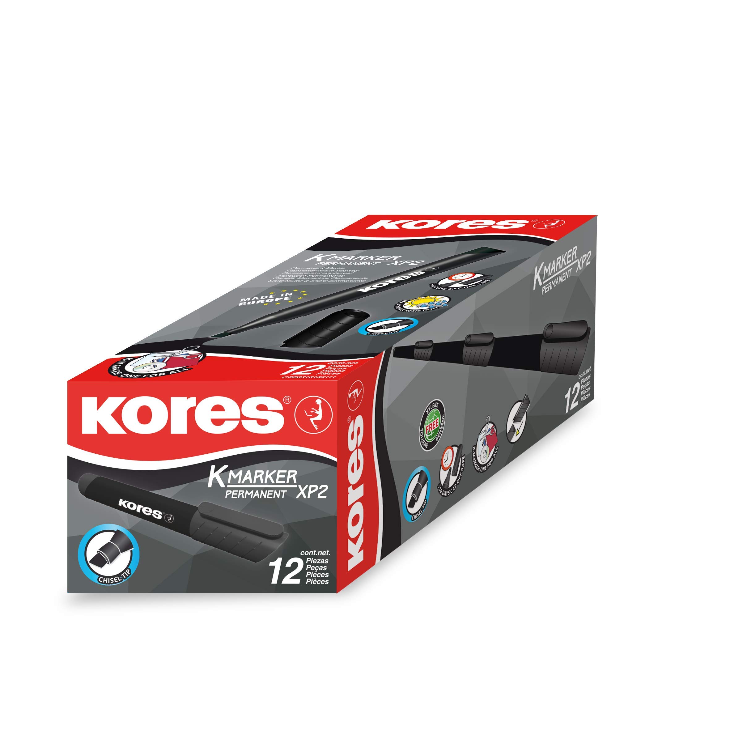 kores-k-marker-xp2-permanent-marker-schwarz-keilspitze-12-st-ck image 2