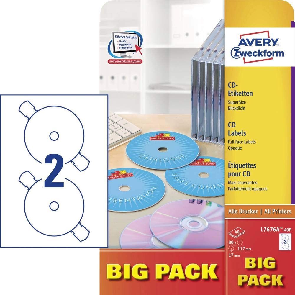 avery-zweckform-l7676a-40p-cd-etiketten-supersize-117-mm-80-aufkleber-40-blatt-w image 2