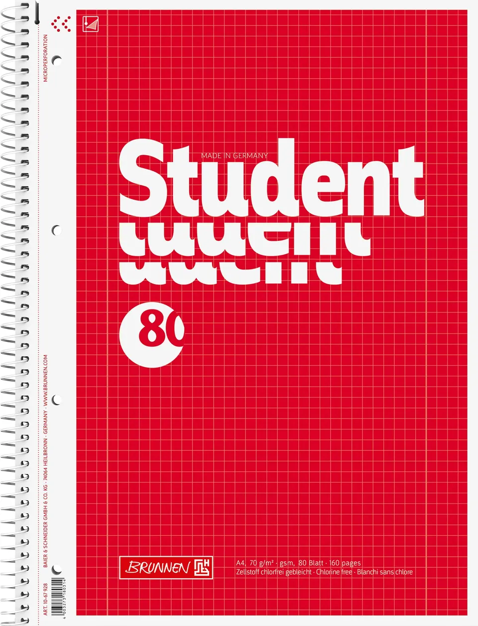 brunnen-1067928-notizblock-student-a4-kariert-lineatur-28-80-blatt image 1