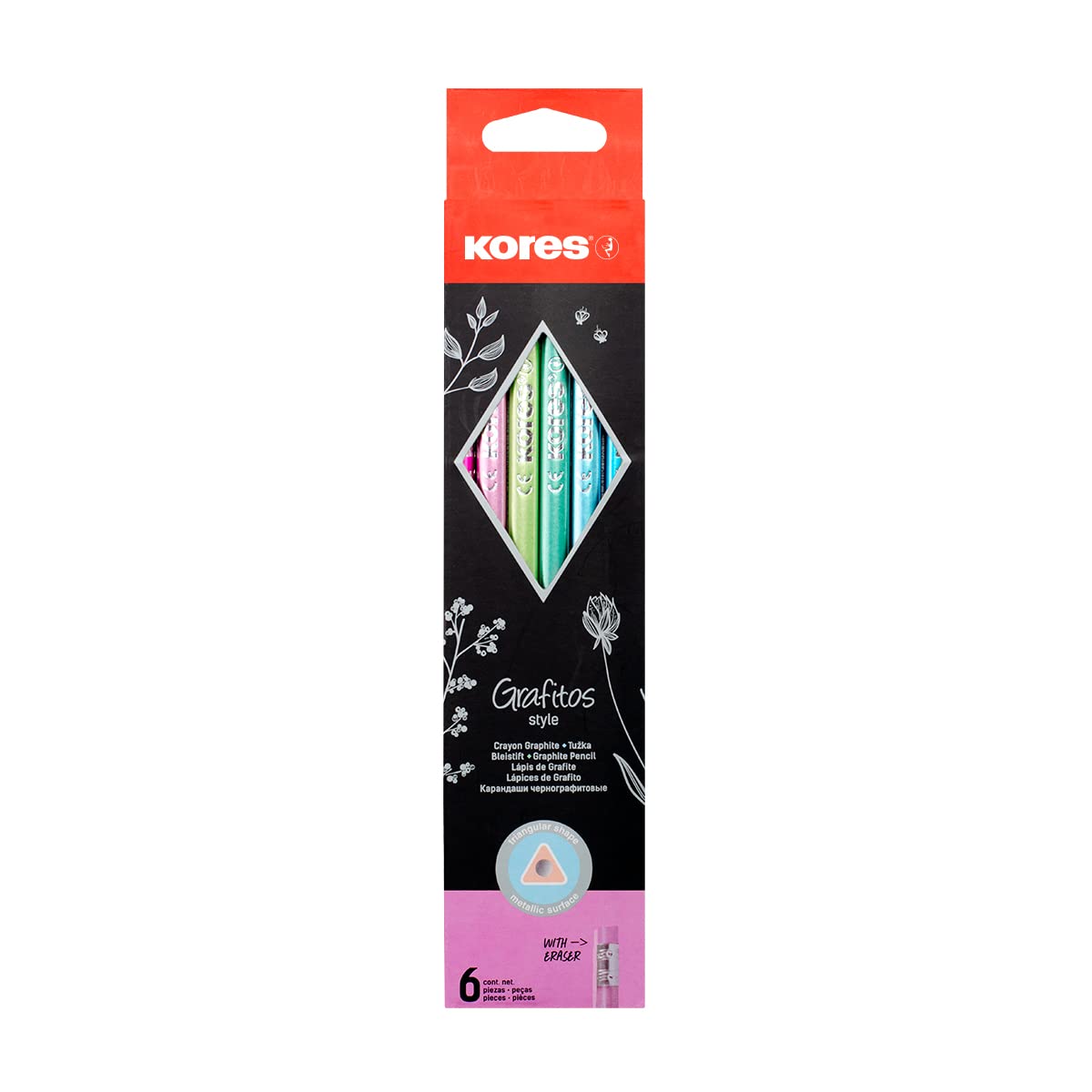 kores-grafitos-style-graphitstifte-hb-6er-pack-metallic image 1