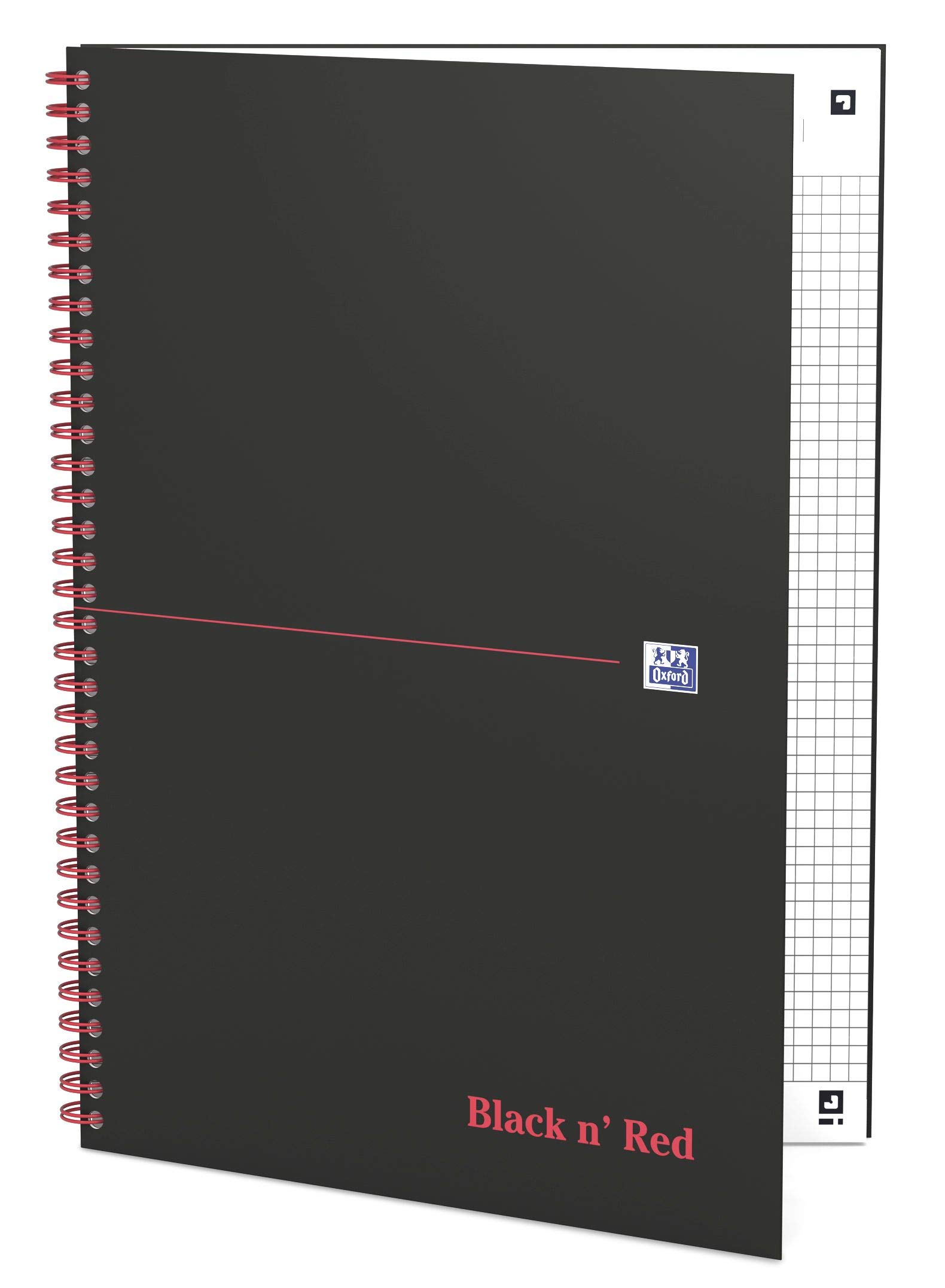 oxford-black-n-red-spiralbuch-din-a4-kariert-hardcover-70-blatt-5er-pack-schwarz image 1