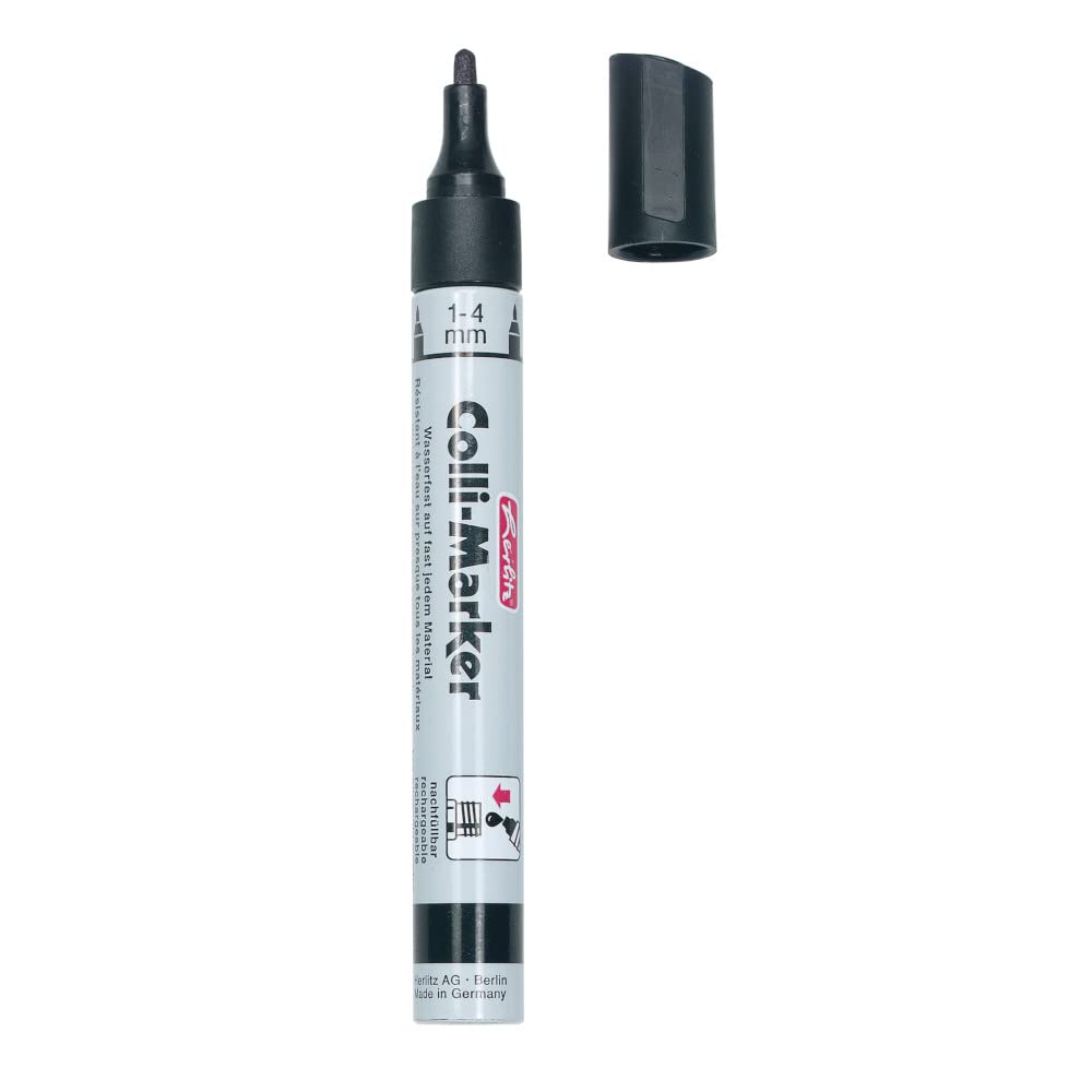 herlitz-permanentmarker-schwarz-keilspitze-1-4-mm-im-aluminiumgeh-use image 2