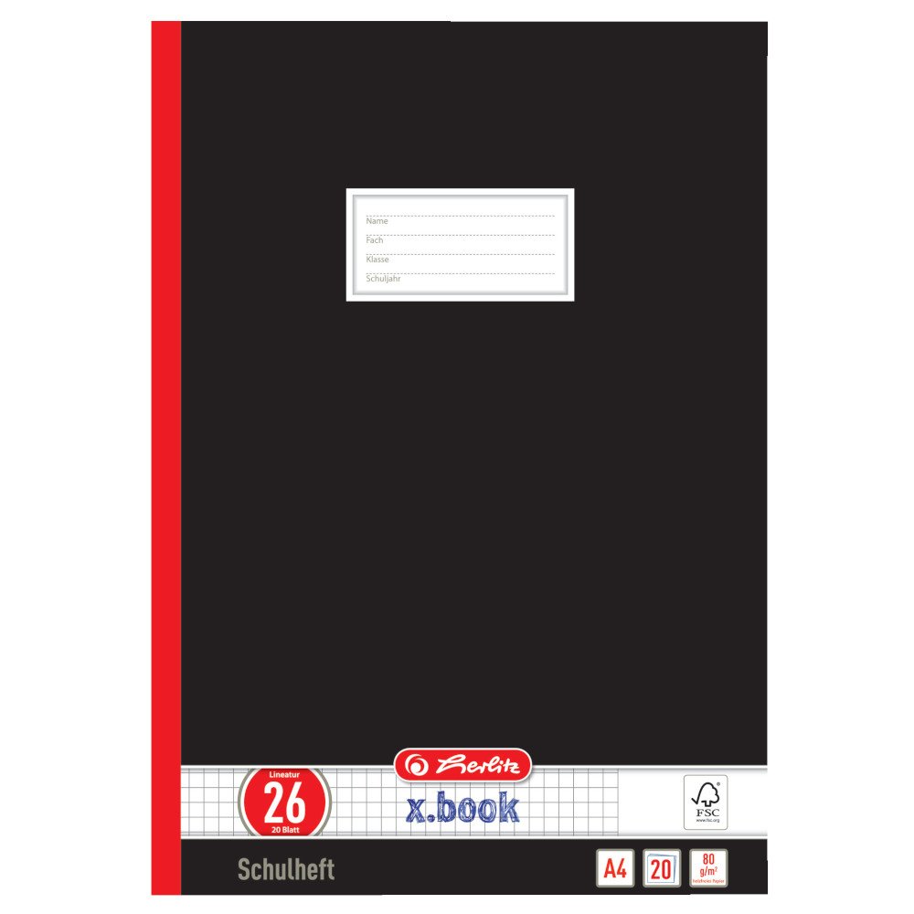 herlitz-331223-schulheft-a4-kariert-mit-rand-lineatur-26-20-blatt-schwarz-10er-p image 1