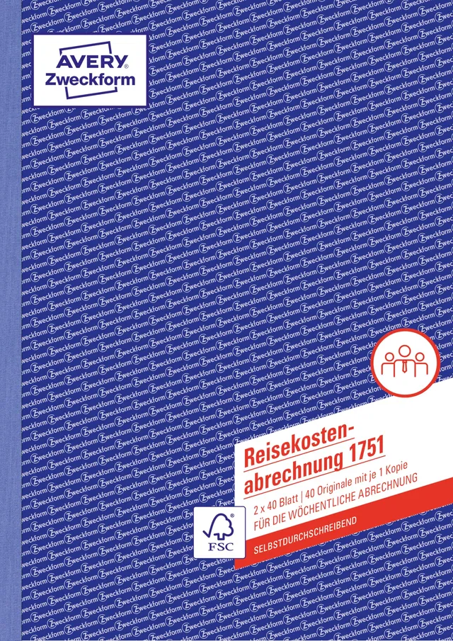 avery-zweckform-1751-reisekostenabrechnung-a4-selbstdurchschreibend-wei-gelb-2x4 image 1