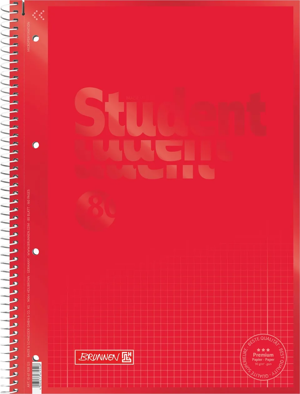 brunnen-collegeblock-premium-student-colour-code-a4-lin-28-80-blatt-red image 1