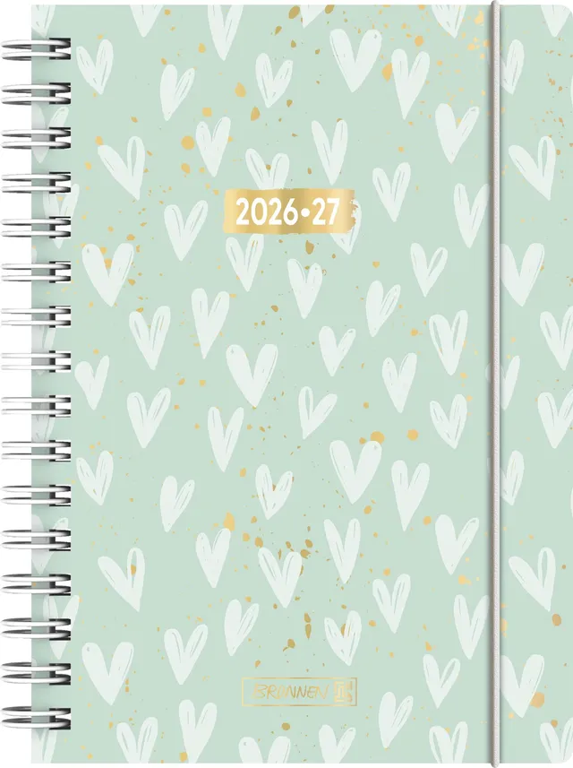 brunnen-sch-lerkalender-2026-2027-hearts-a5-tageskalender-mint image 1