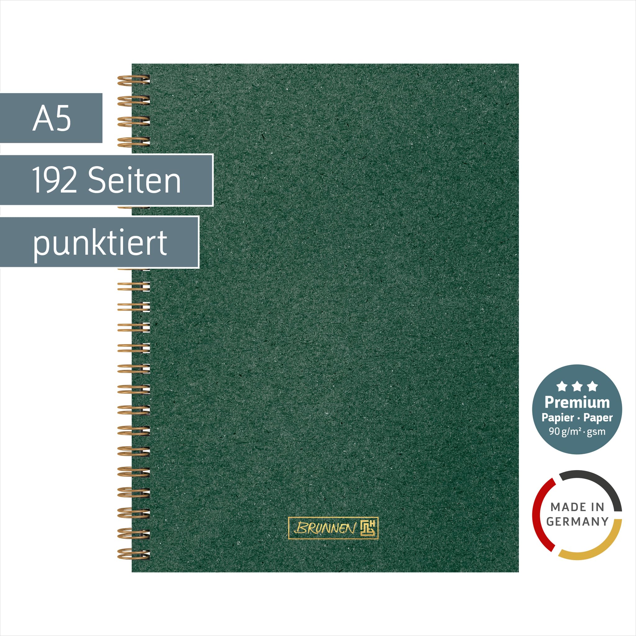 brunnen-premium-wire-notizbuch-a5-punktiert-192-seiten-dunkelgr-n image 2