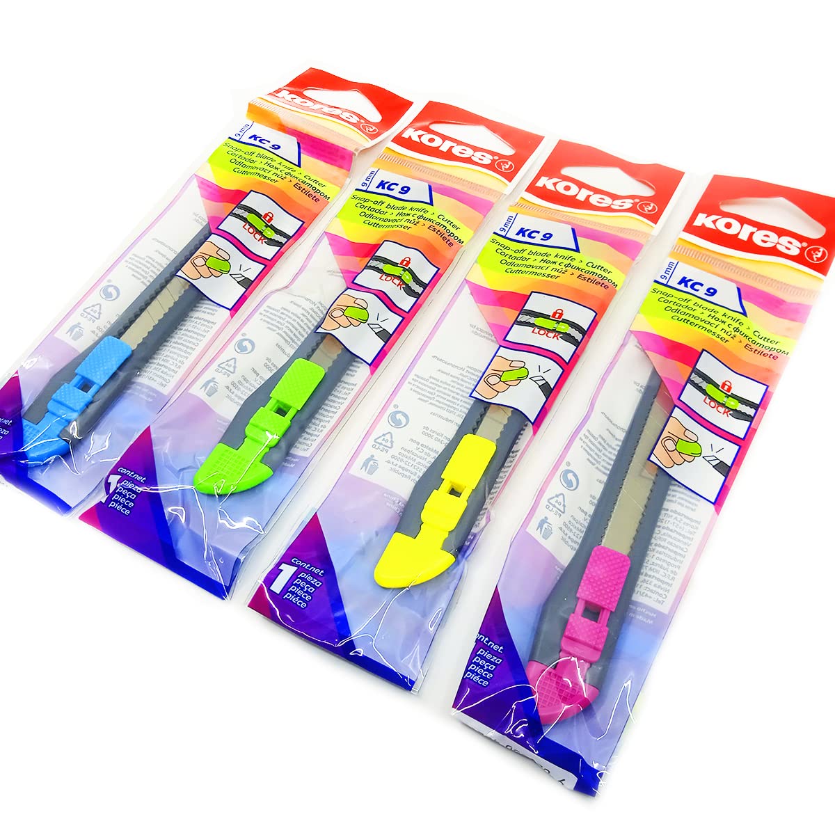 kores-kc9-cuttermesser-9mm-abbrechbare-stahlklinge-einzelpack-sortierte-farben image 5