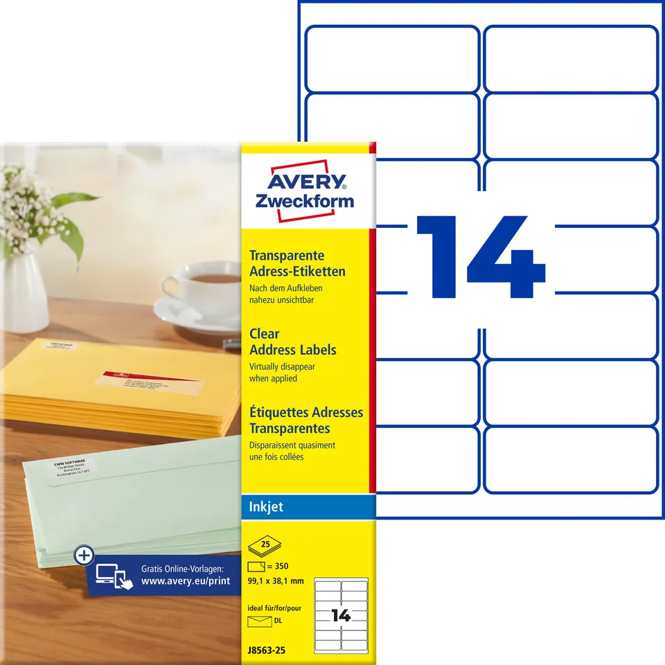 avery-zweckform-j8563-25-adressetiketten-99-1x38-1mm-transparent-350-etiketten image 1