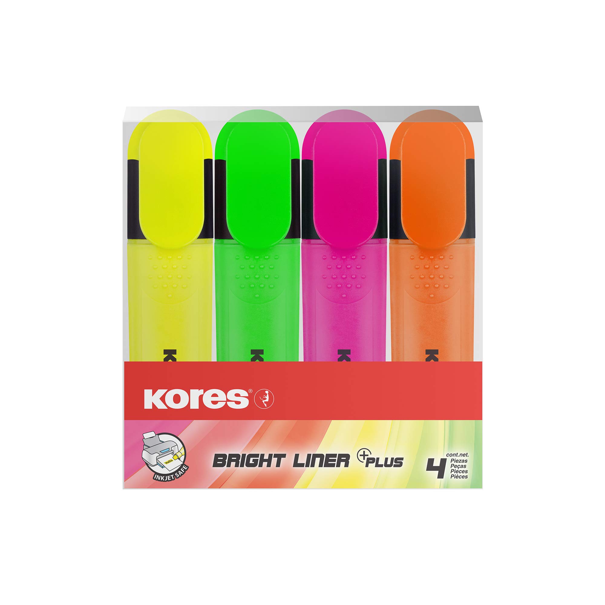 kores-bright-liner-plus-textmarker-keilspitze-4-sortierte-farben image 1