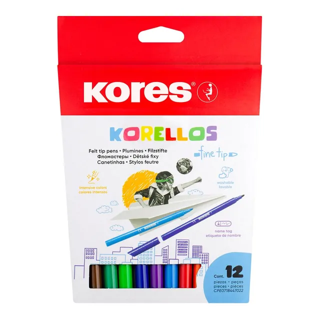kores-korellos-filzstifte-feine-spitze-12-farben-abwaschbar image 1