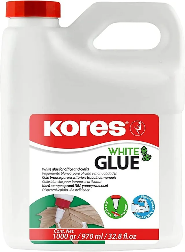 kores-wei-er-bastelkleber-fl-ssigkleber-1000-ml-stark-haftend-auswaschbar image 1