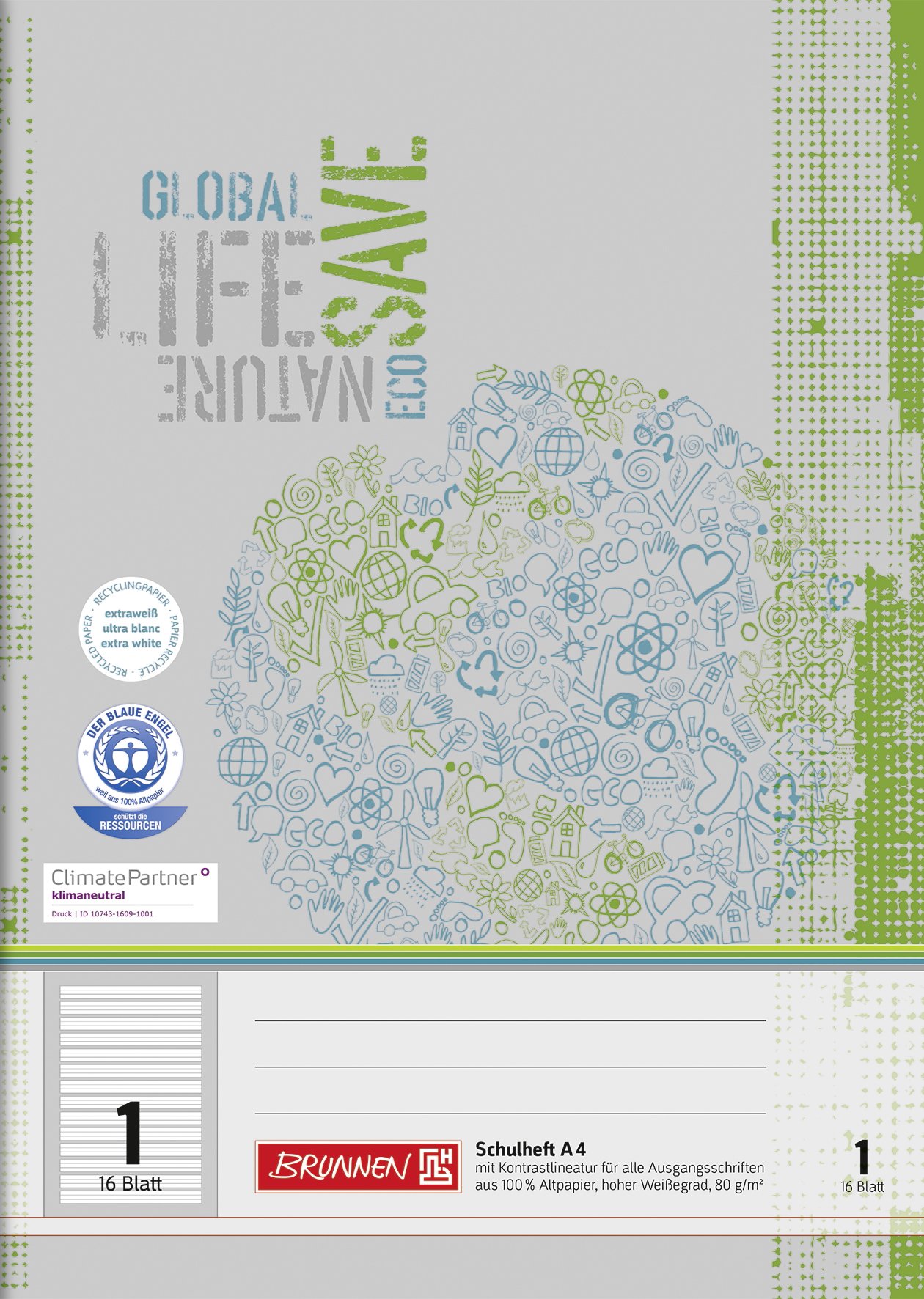 brunnen-recycling-schulheft-a4-lin-1-liniert-16-blatt-1-klasse image 1