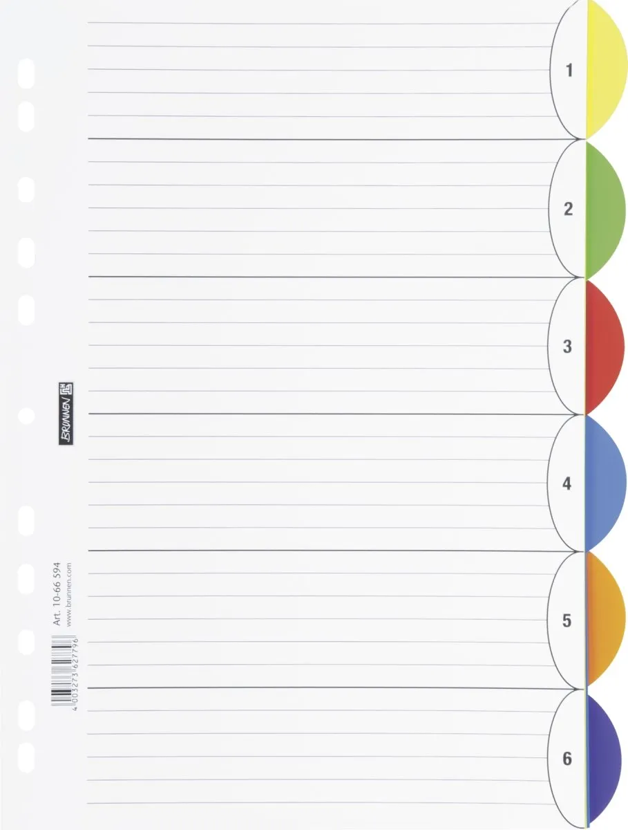 brunnen-ordnerregister-ringbuchregister-colour-code-pp-a4-6-teilig-pink image 1