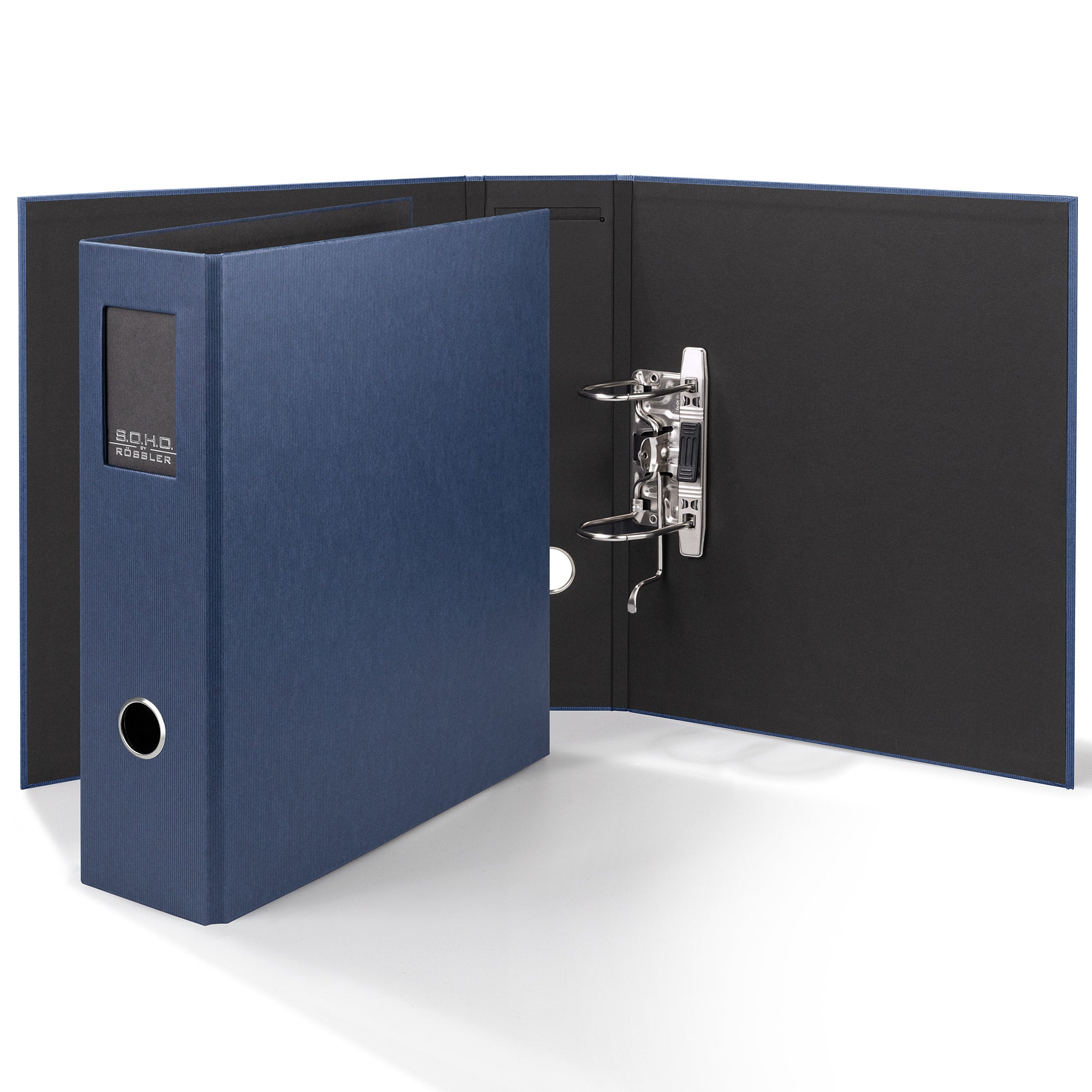 r-ssler-s-o-h-o-ordner-breit-a4-8-5-cm-mit-r-ckenschild-navy-blau image 2