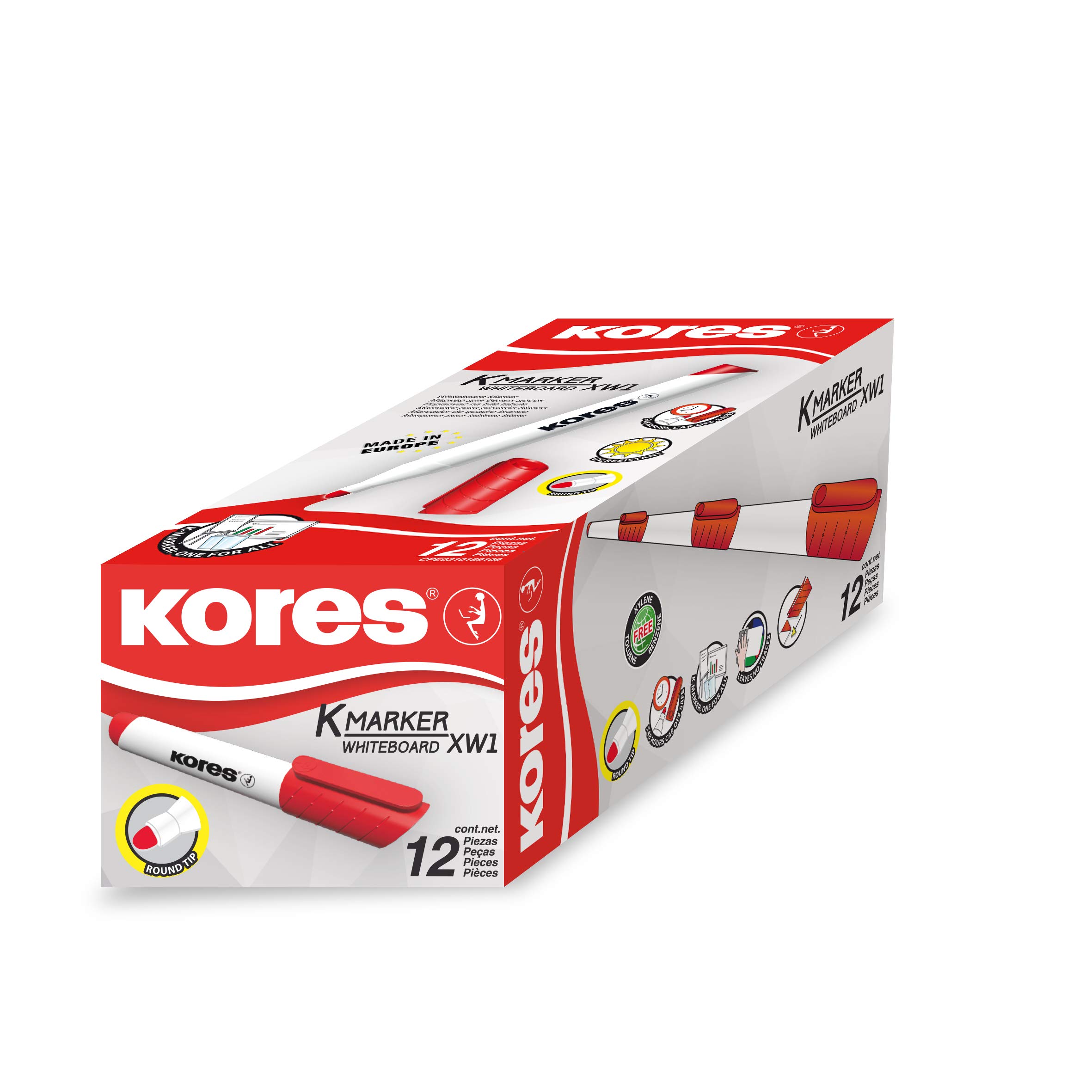 kores-whiteboard-marker-keilspitze-3-5-mm-rot-12-st-ck image 3