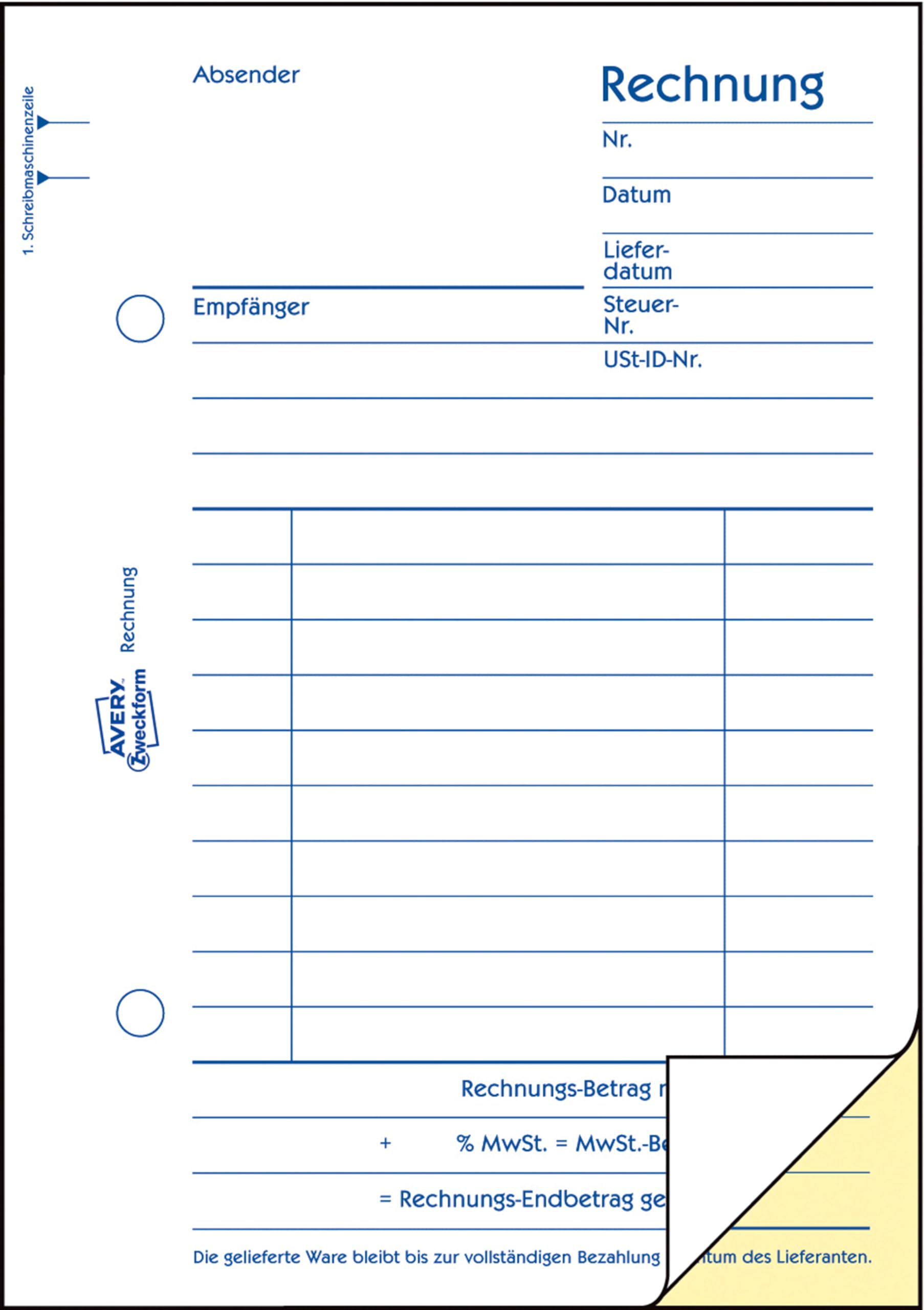 avery-zweckform-1732-rechnungsbuch-a6-2x40-blatt-selbstdurchschreibend-wei-gelb image 2