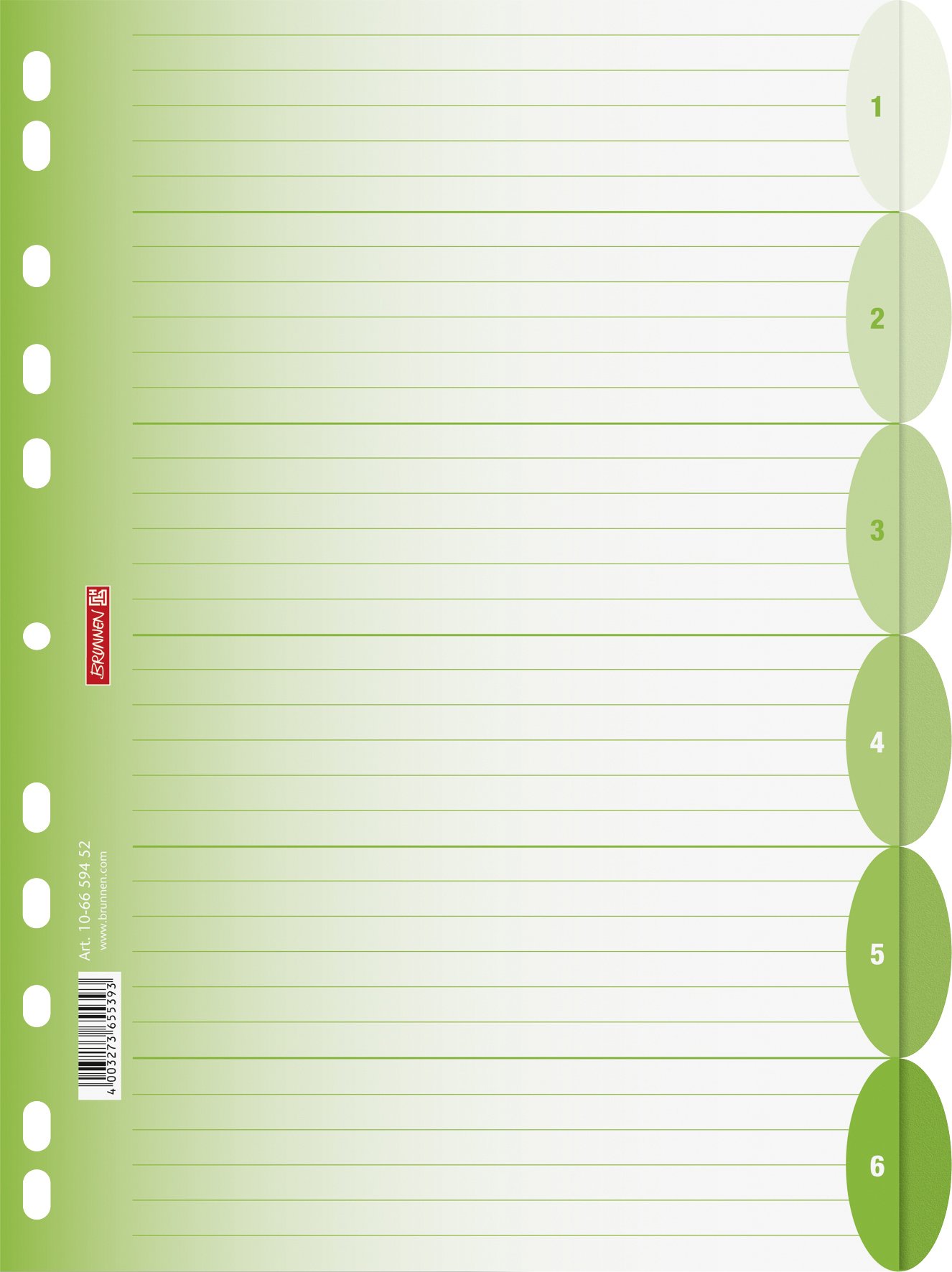 brunnen-ordnerregister-colour-code-a4-pp-halbrund-pink-6-tabs image 4
