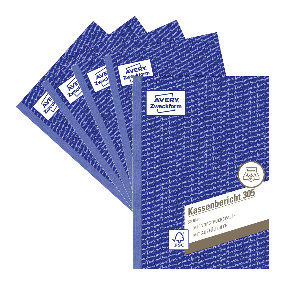 avery-zweckform-305-5-kassenbericht-a5-50-blatt-5er-pack-wei image 1