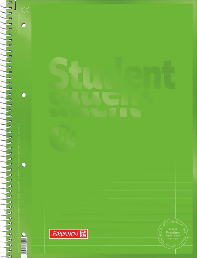 brunnen-collegeblock-premium-student-colour-code-a4-lineatur-27-80-blatt-kiwi image 1