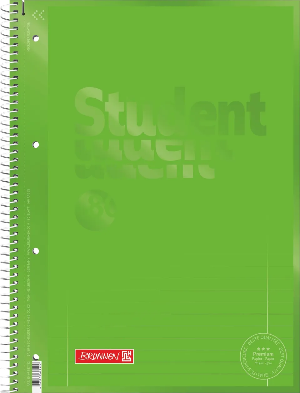 brunnen-collegeblock-premium-student-colour-code-a4-lineatur-27-80-blatt-kiwi image 1