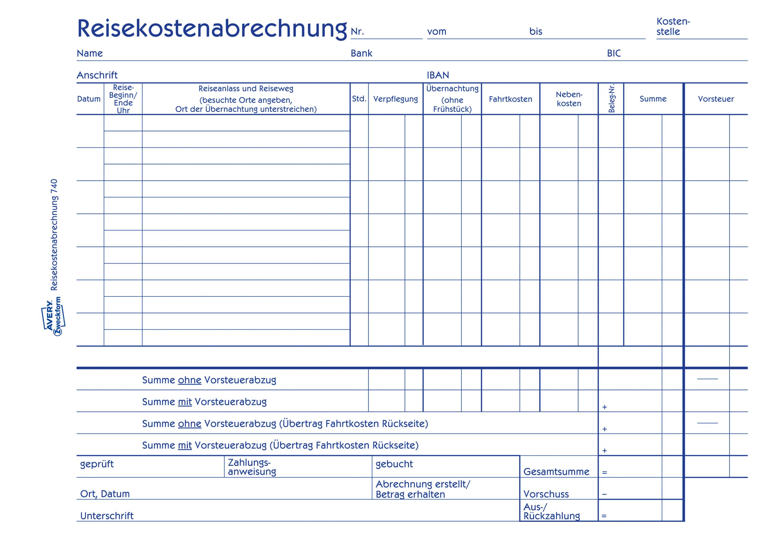 avery-zweckform-740-reisekostenabrechnung-a5-quer-50-blatt-wei image 2