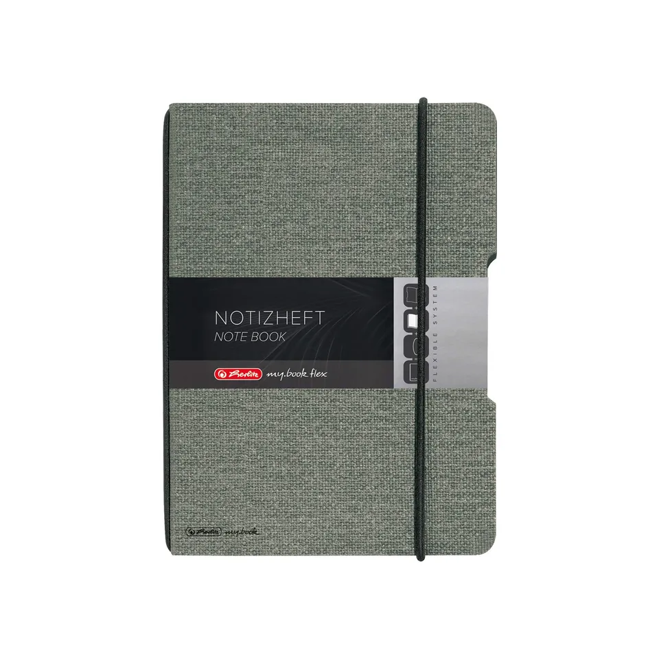 herlitz-50033706-notizheft-flex-leinen-a5-punktiert-40-blatt-grau image 1
