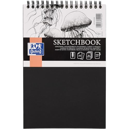oxford-skizzenbuch-a5-hardcover-doppelspiral-100g-schwarz-50-blatt-5er-pack image 5