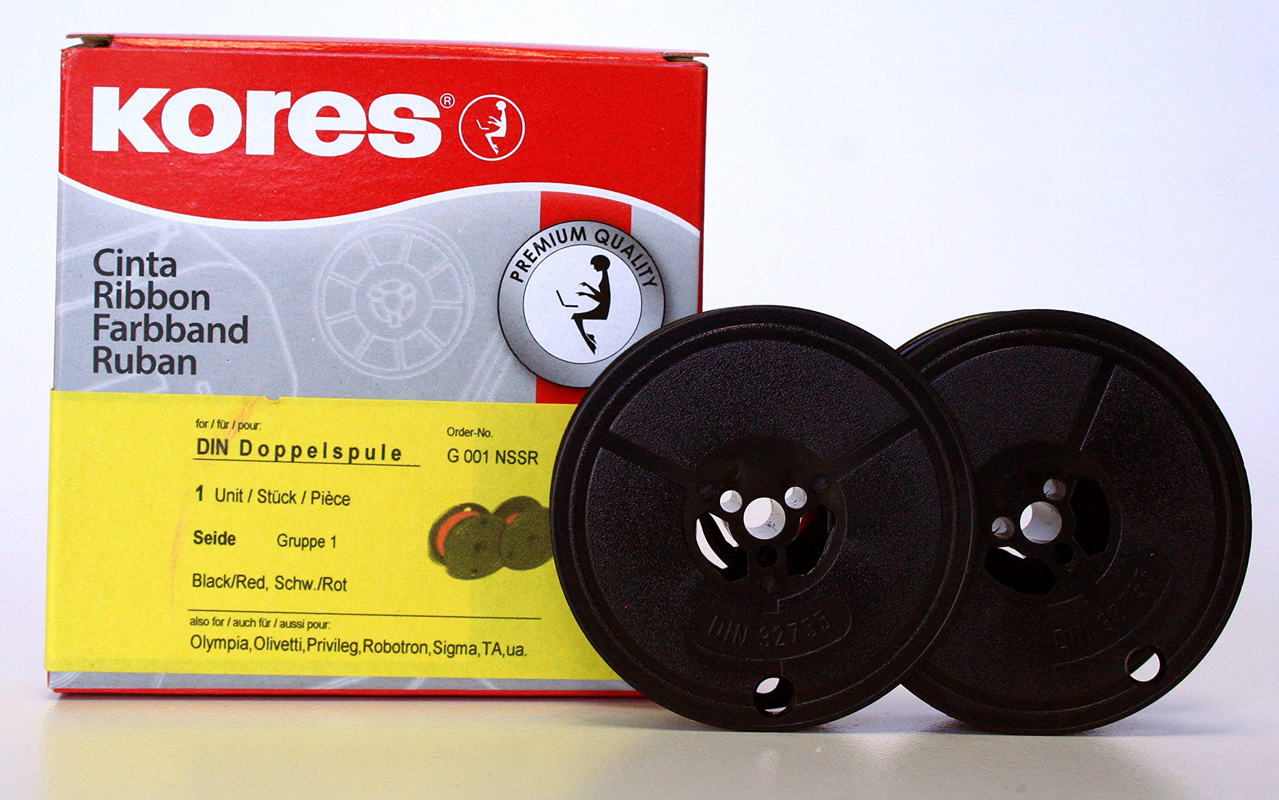kores-schreibmaschinenfarbband-seide-schwarz-rot-standard-din-doppelspule-13mm-1 image 1