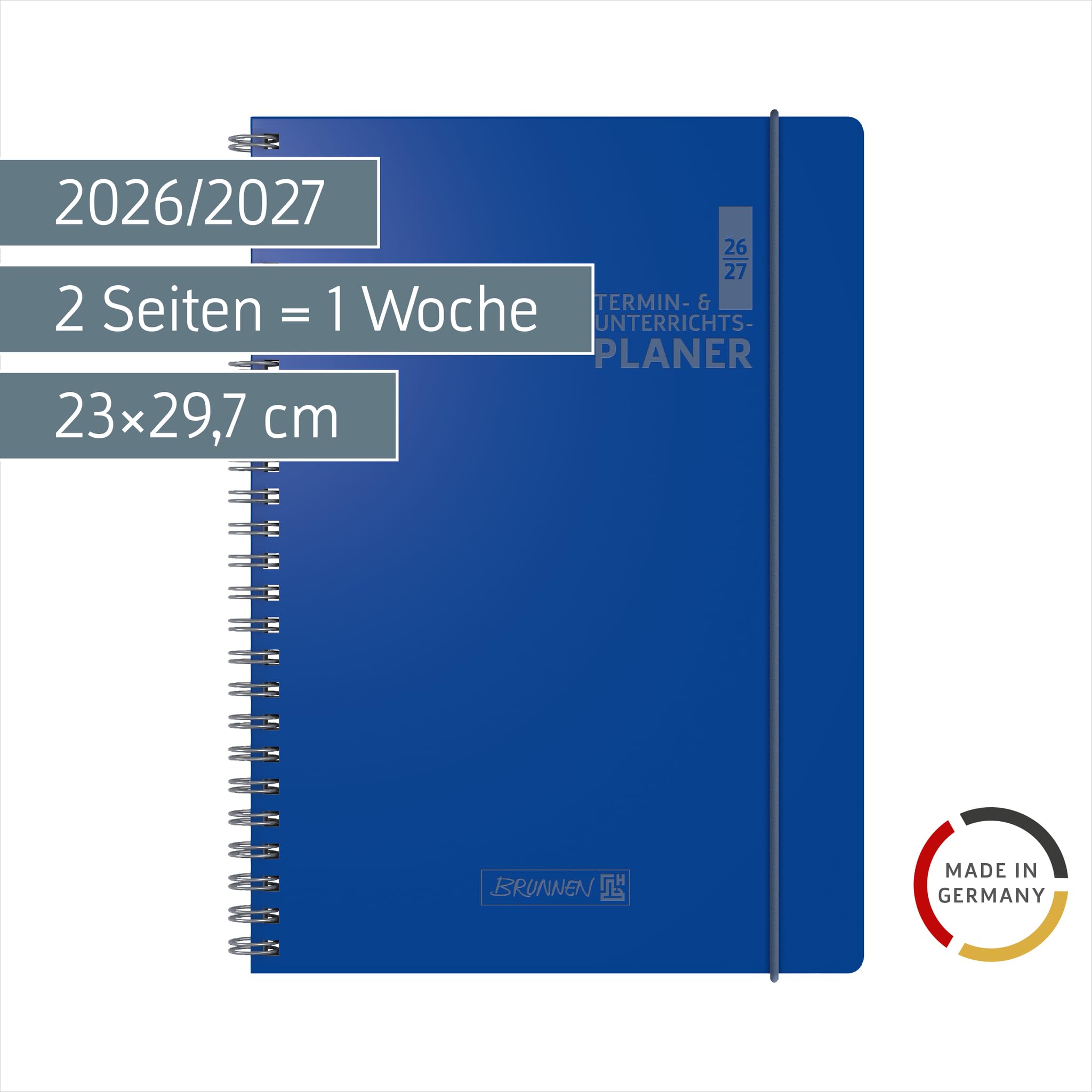 brunnen-termin-unterrichtsplaner-2026-2027-a4-kunststoff-blau-2-seiten-1-woche image 2