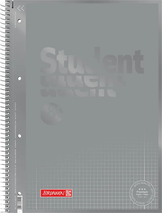brunnen-collegeblock-premium-student-colour-code-a4-lineatur-28-80-blatt-silver image 1
