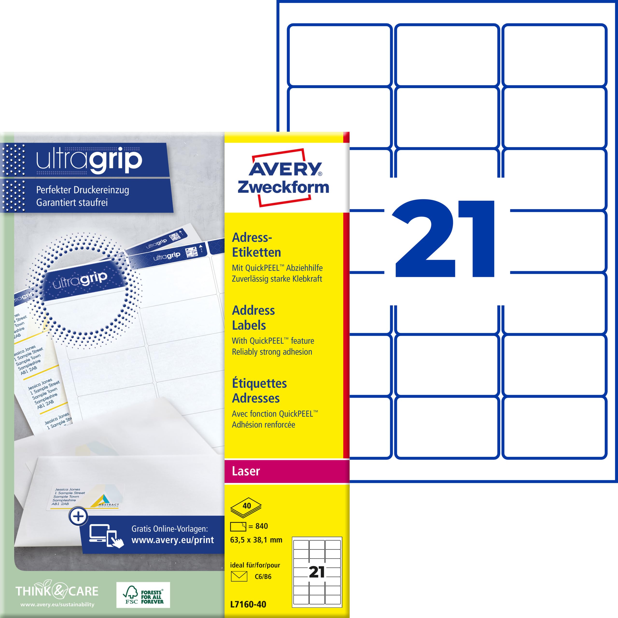avery-zweckform-l7160-40-adressetiketten-63-5x38-1-mm-wei-840-st-ck image 1