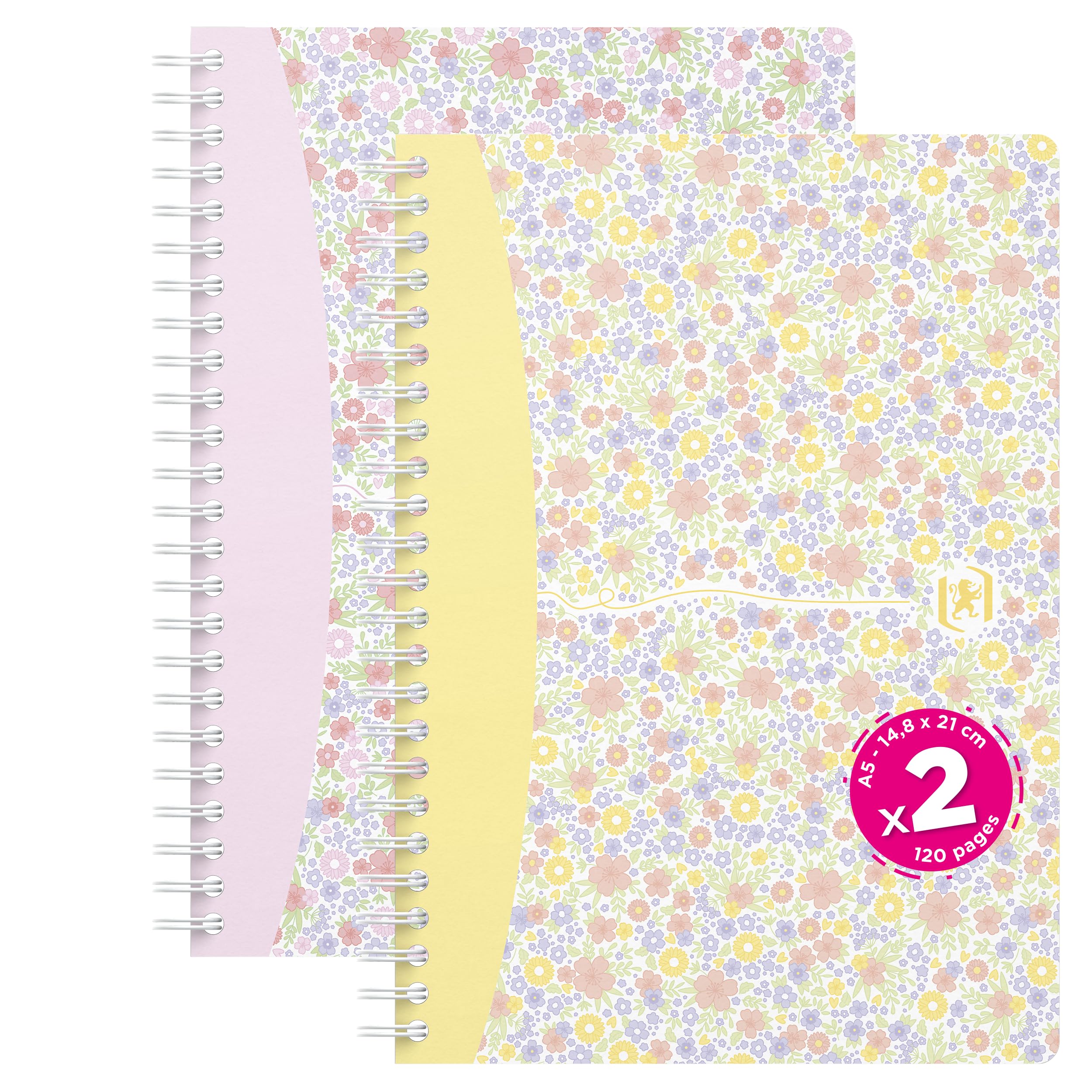 oxford-pastell-blumen-spiral-notizbuch-a5-kariert-2er-set image 1