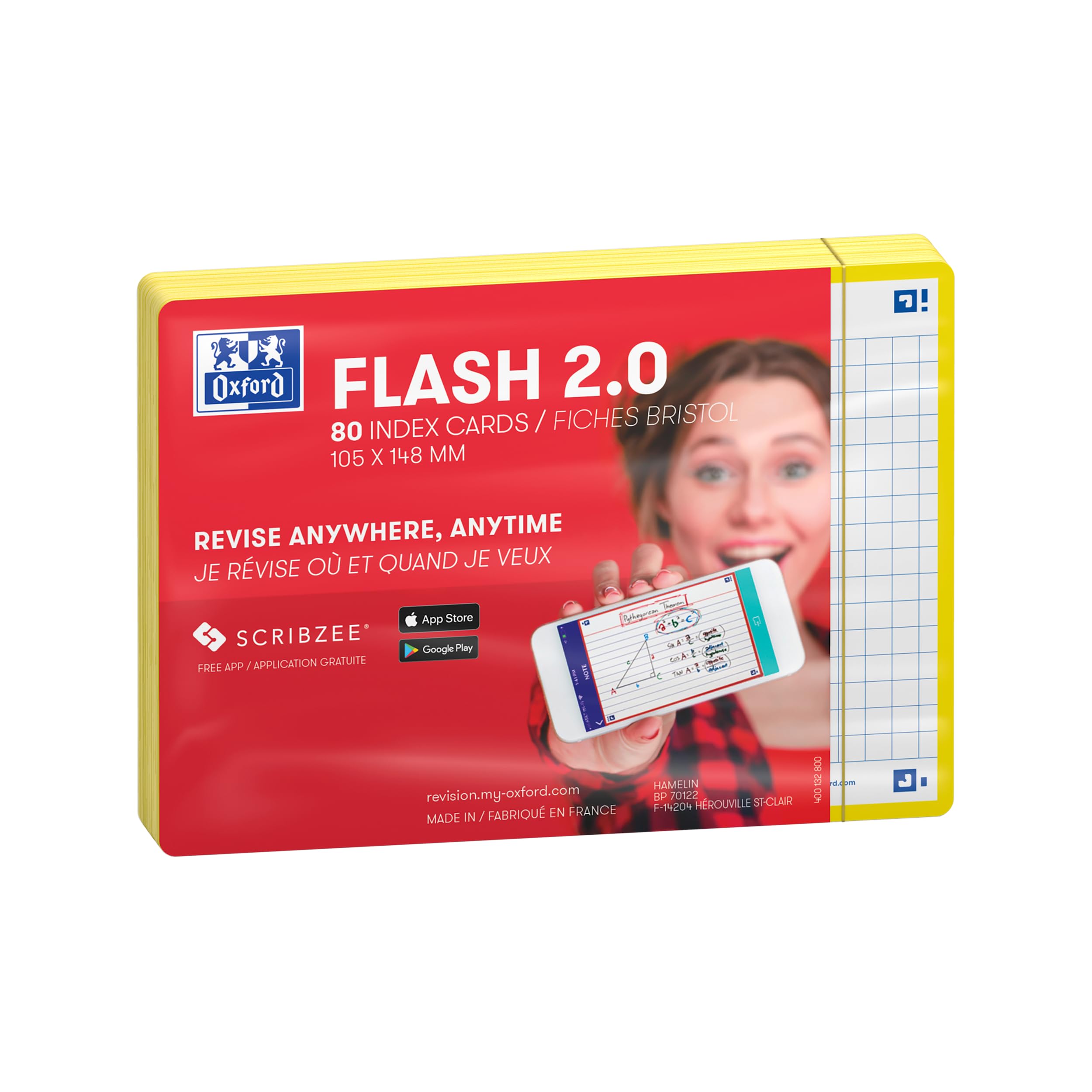 oxford-flash-2-0-karteikarten-a6-kariert-gelb-80-blatt image 1