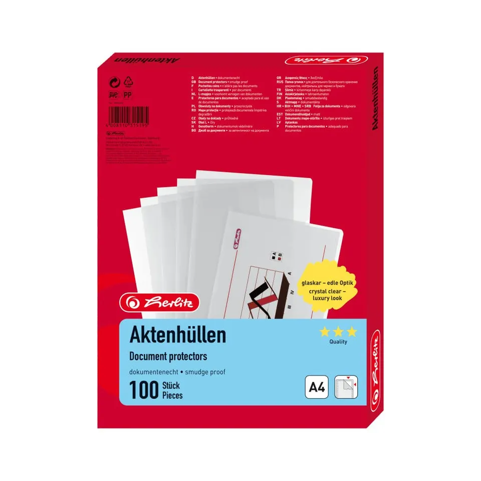 herlitz-aktenh-lle-a4-glasklar-dokumentenecht-100-st-ck image 1