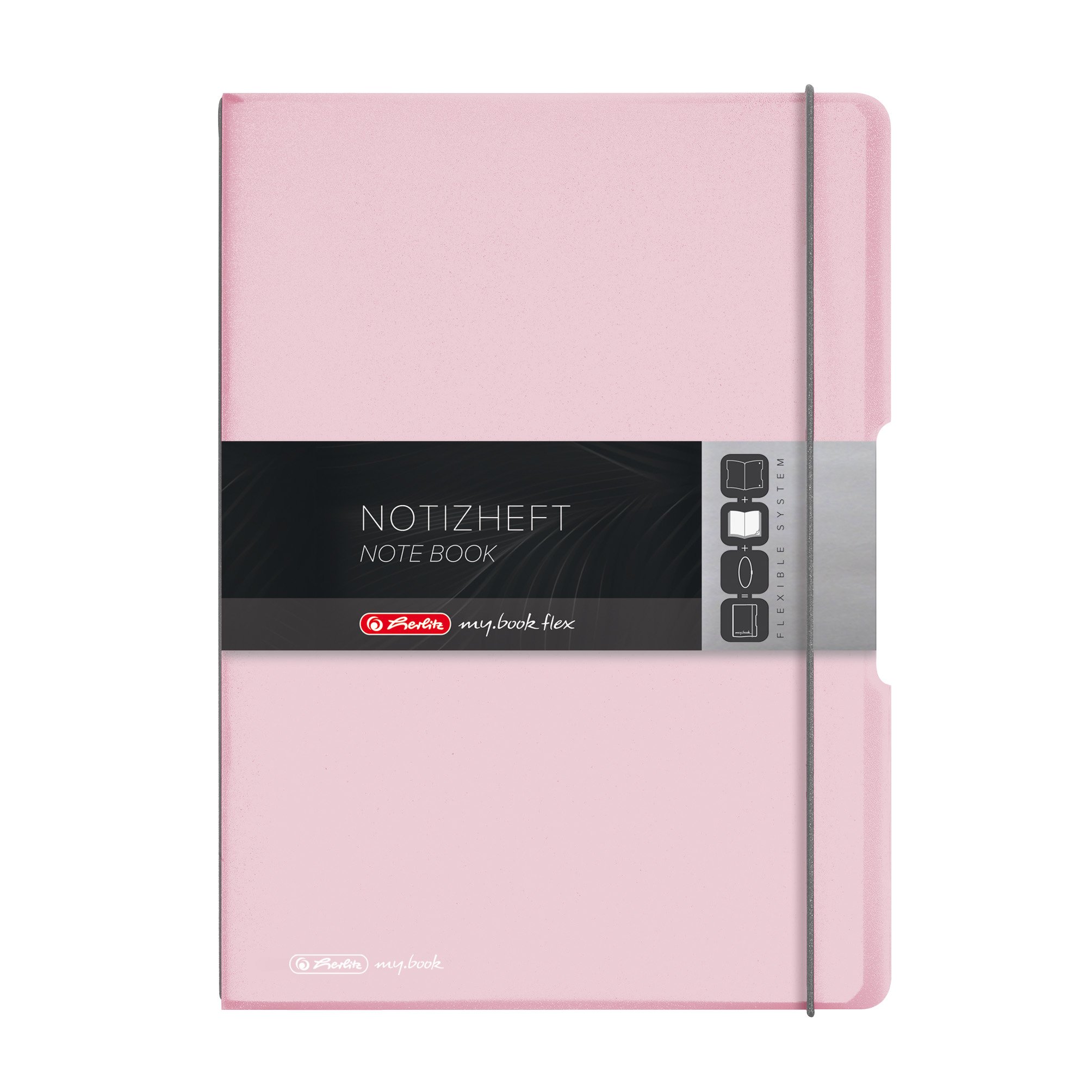 herlitz-my-book-flex-notizheft-a4-pp-wechselcover-verschlussgummi-rose-transpare image 1