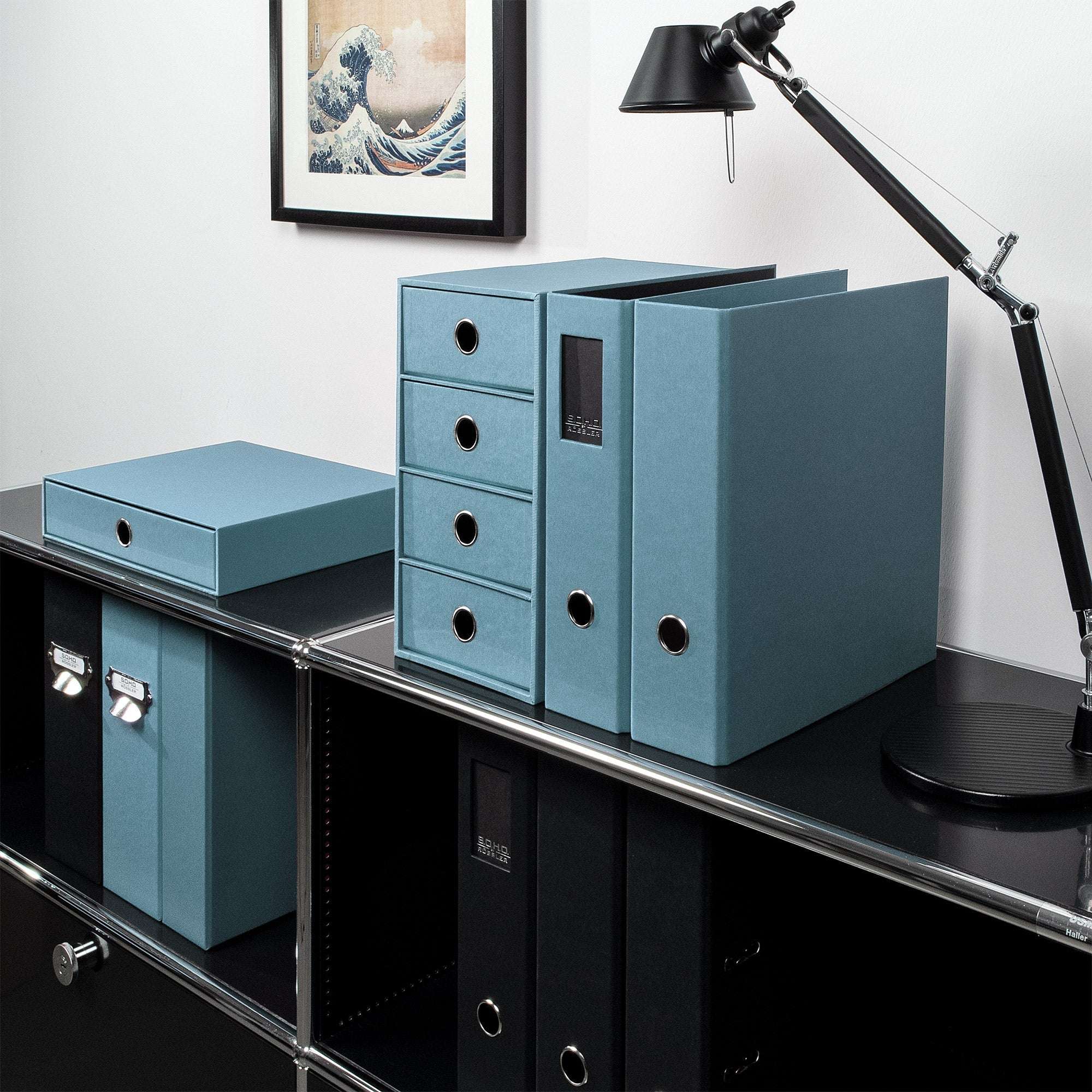r-ssler-s-o-h-o-schubladenbox-a4-querformat-1-fach-denim-blau image 5