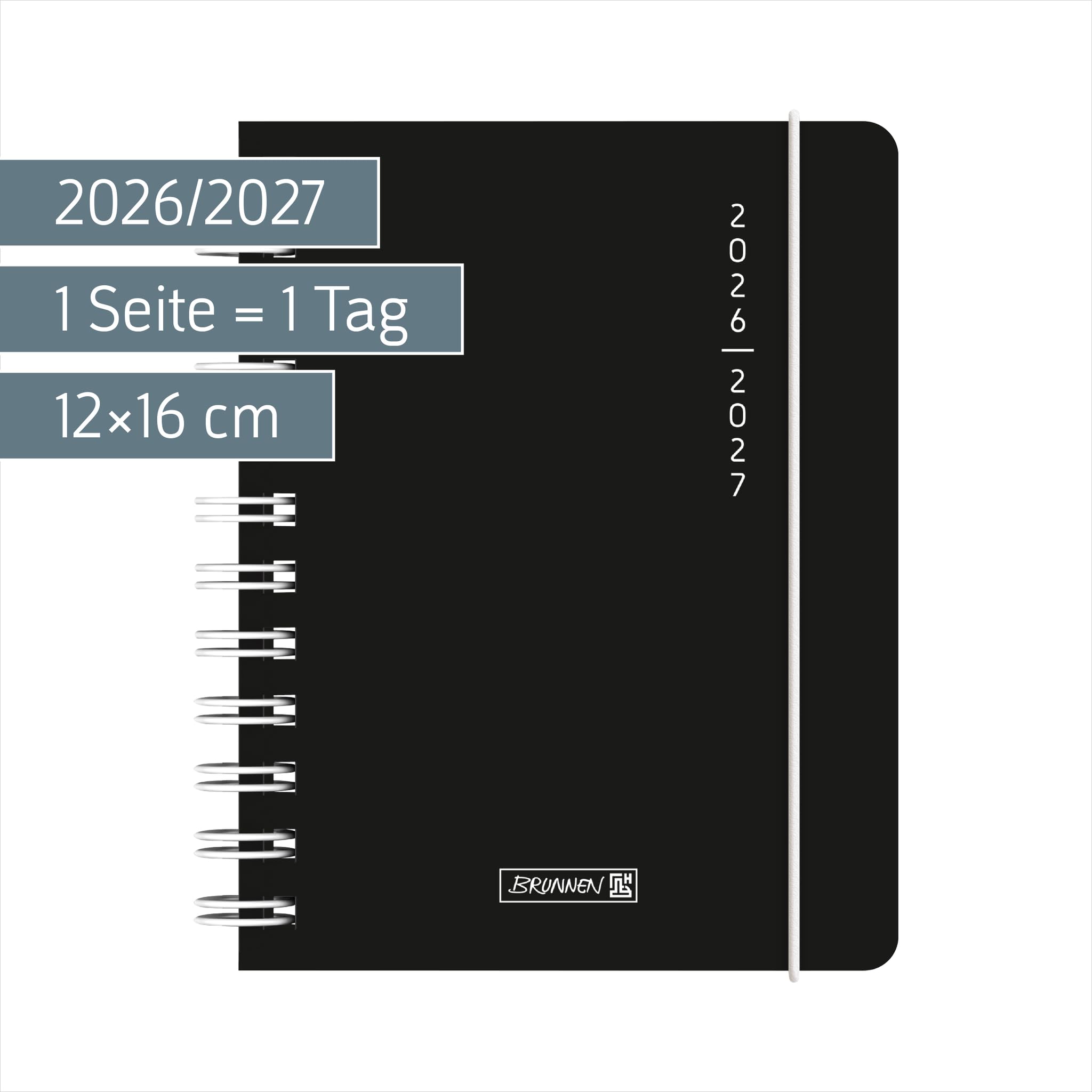 brunnen-sch-lerkalender-2026-2027-plain-black-a6-tageskalender-kunststoff-schwar image 2