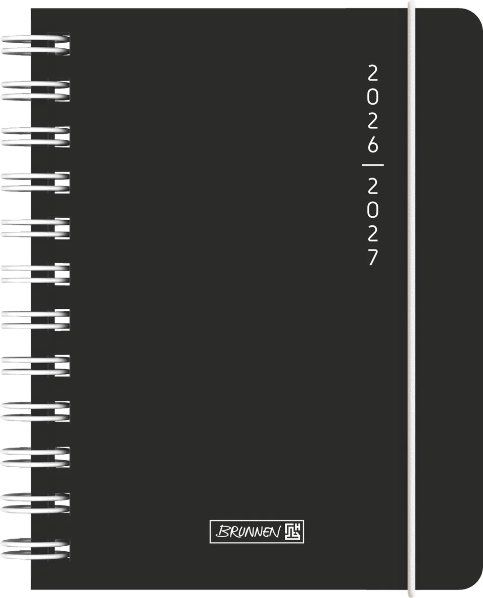 brunnen-sch-lerkalender-2026-2027-plain-black-a6-tageskalender-kunststoff-schwar image 1