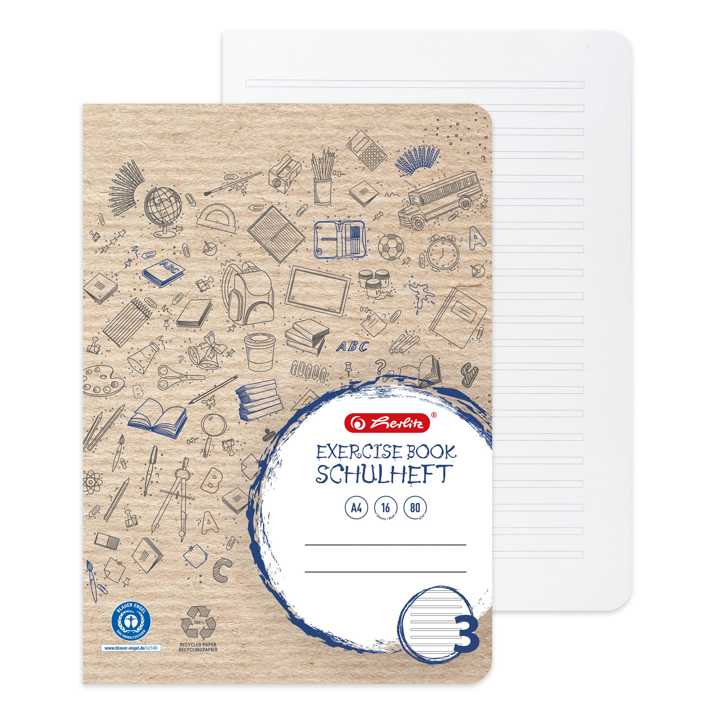 herlitz-schulheft-a4-recycling-lineatur-3-liniert-16-blatt-10-st-ck image 3