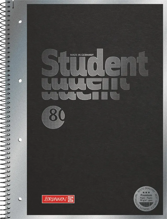 brunnen-collegeblock-premium-student-hardwired-a4-lin-28-kariert-80-blatt-schwar image 1