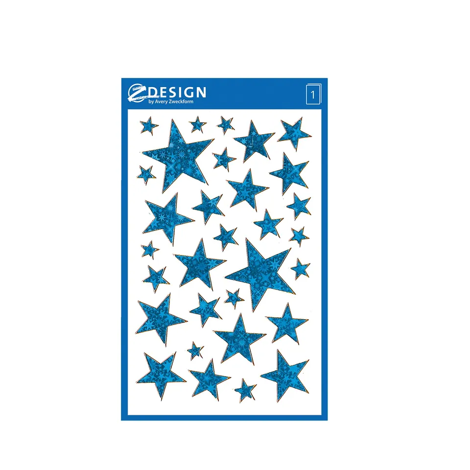 avery-zweckform-z-design-52259-weihnachtsaufkleber-sterne-blau-28-st-ck image 1