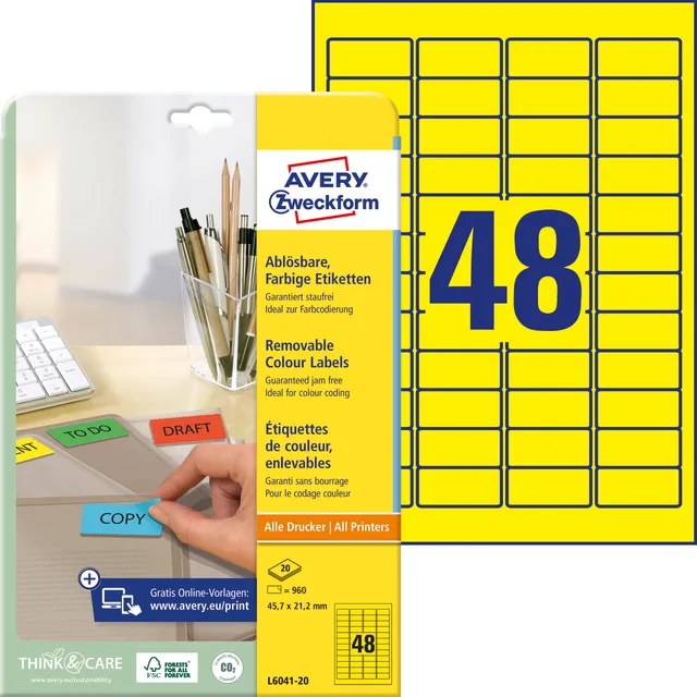 avery-zweckform-l6041-20-gelbe-etiketten-45-7-x-21-2-mm-960-aufkleber-abl-sbar image 1